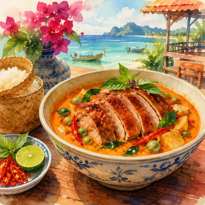 Paistettua ankkaa punaisessa currykastikkeessa Paistettua ankkaa punaisessa currykastikkeessa