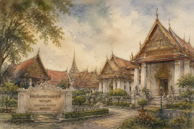Bangkokin kansallismuseon historialliset rakennukset ja puutarha Bangkokin kansallismuseon historialliset rakennukset ja puutarha