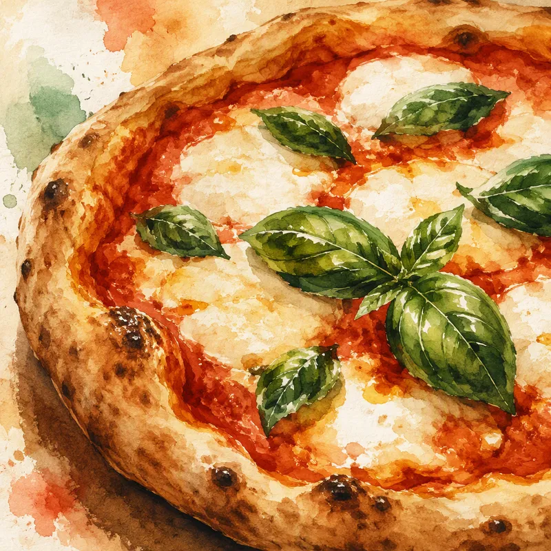 Margherita-pizza tuoreella basilikalla Margherita-pizza tuoreella basilikalla