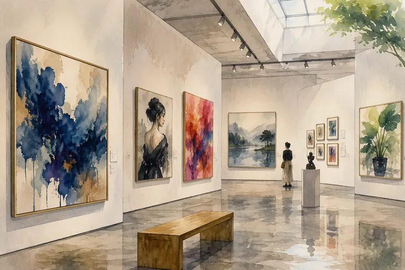 Taidegallerian moderni ja valoisa sisätila Taidegallerian moderni ja valoisa sisätila