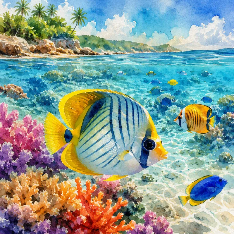 Värikkäitä kaloja koralliriutalla snorklauksen aikana Värikkäitä kaloja koralliriutalla snorklauksen aikana