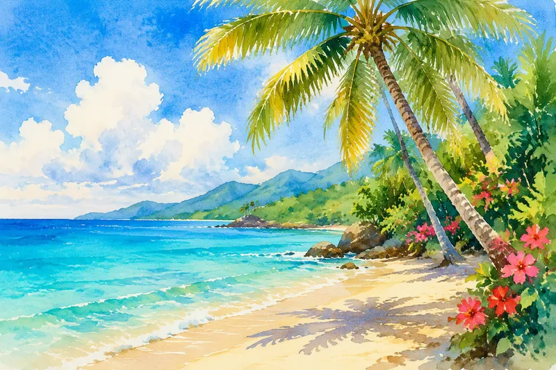 Turkoosi meri ja hiekkaranta Thaimaassa Turkoosi meri ja hiekkaranta Thaimaassa
