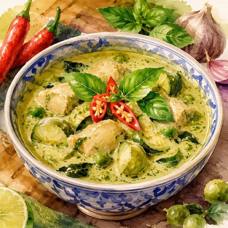 Tulinen vihreä curry kookosmaidolla Tulinen vihreä curry kookosmaidolla