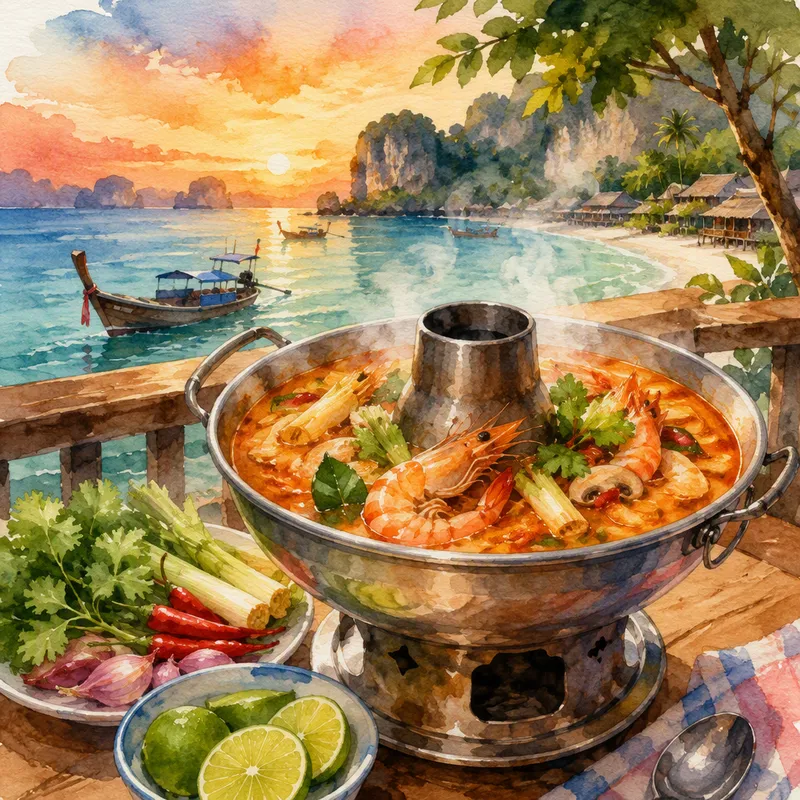 Tulinen ja mausteinen Tom Yum -keitto Tulinen ja mausteinen Tom Yum -keitto