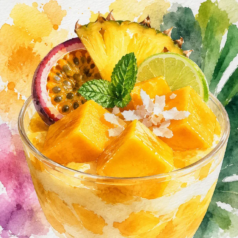 Makea mangojälkiruoka kookoskermalla Makea mangojälkiruoka kookoskermalla