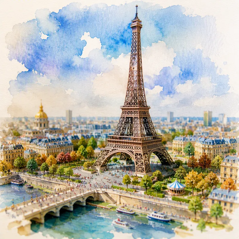 Eiffel-tornin pienoismalli aurinkoisena päivänä Eiffel-tornin pienoismalli aurinkoisena päivänä