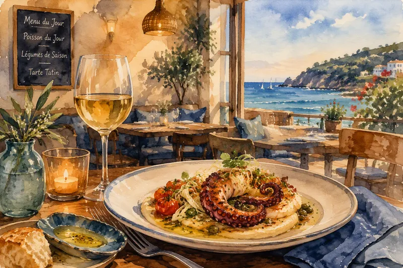 Moderni ja kodikas ravintola merinäköalalla
