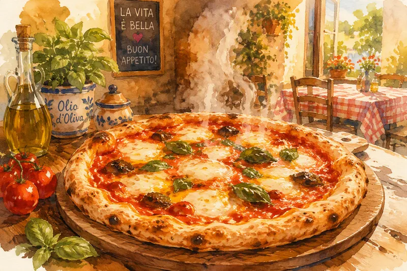 Tuore pizza ravintolapöydässä Tuore pizza ravintolapöydässä