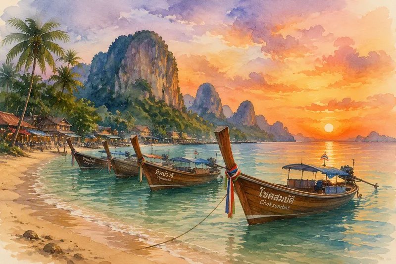 Perinteisiä thaimaalaisia pitkähäntäveneitä Rawai Beachin rannalla Perinteisiä thaimaalaisia pitkähäntäveneitä Rawai Beachin rannalla