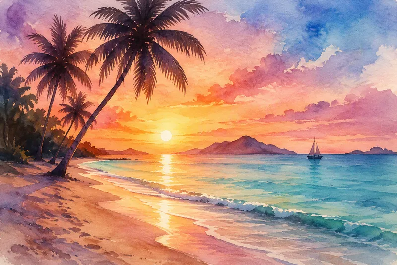 Auringonlasku Khao Lakin rannalla
