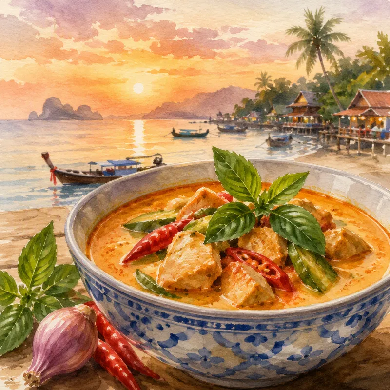 Perinteinen thaimaalainen curryannos tuoreilla yrteillä Perinteinen thaimaalainen curryannos tuoreilla yrteillä