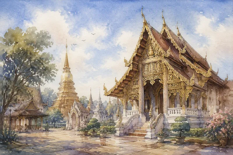 Perinteinen thaimaalainen buddhalainen temppeli Perinteinen thaimaalainen buddhalainen temppeli