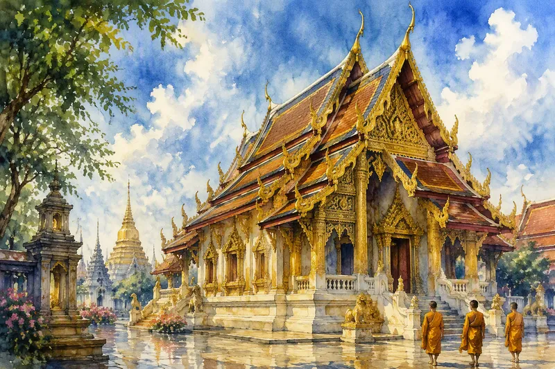 Wat Suthatin koristeellinen temppelirakennus Wat Suthatin koristeellinen temppelirakennus